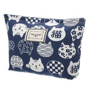 Canvas Large Capacity Cosmetic Bags for Coin Foundations Lipsticks Blue